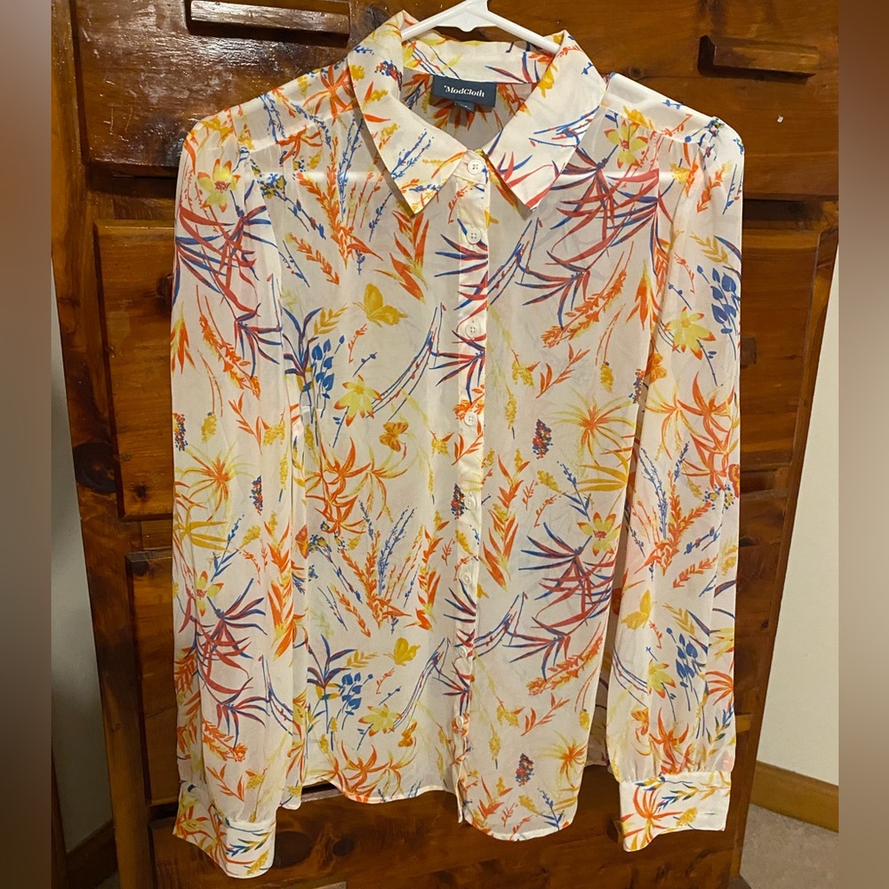 Colorful sheer ModCloth blouse - Picture 2 of 5